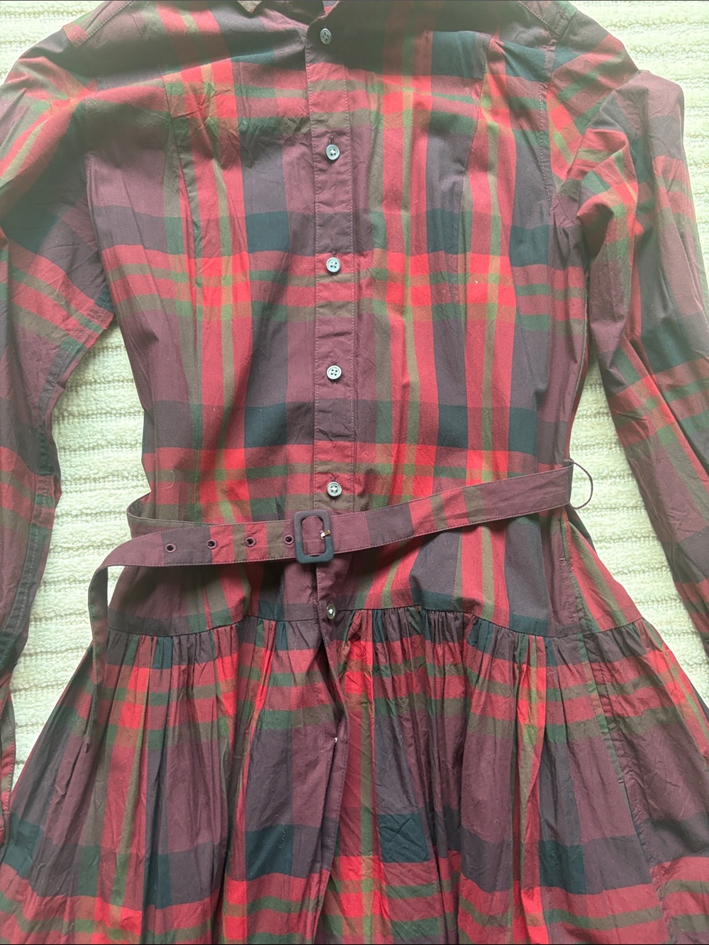 Ralph Lauren Plaid Long-Sleeve Shirt Dress with belt size 2. - Picture 3 of 5